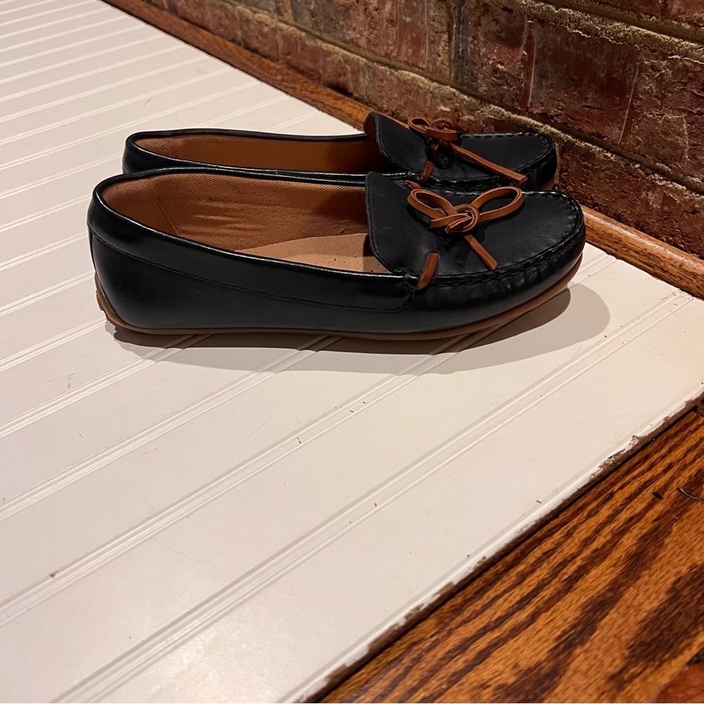 Clarks Collection Navy Leather Loafers Women’s 8.5M Driving Moccasins - Picture 3 of 11